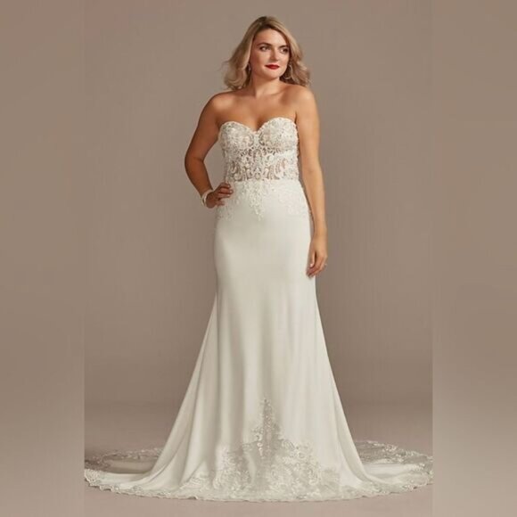 NWT Galina Signature Style SV830 Sheer Bodice Lace Wedding Dress - Picture 1 of 16